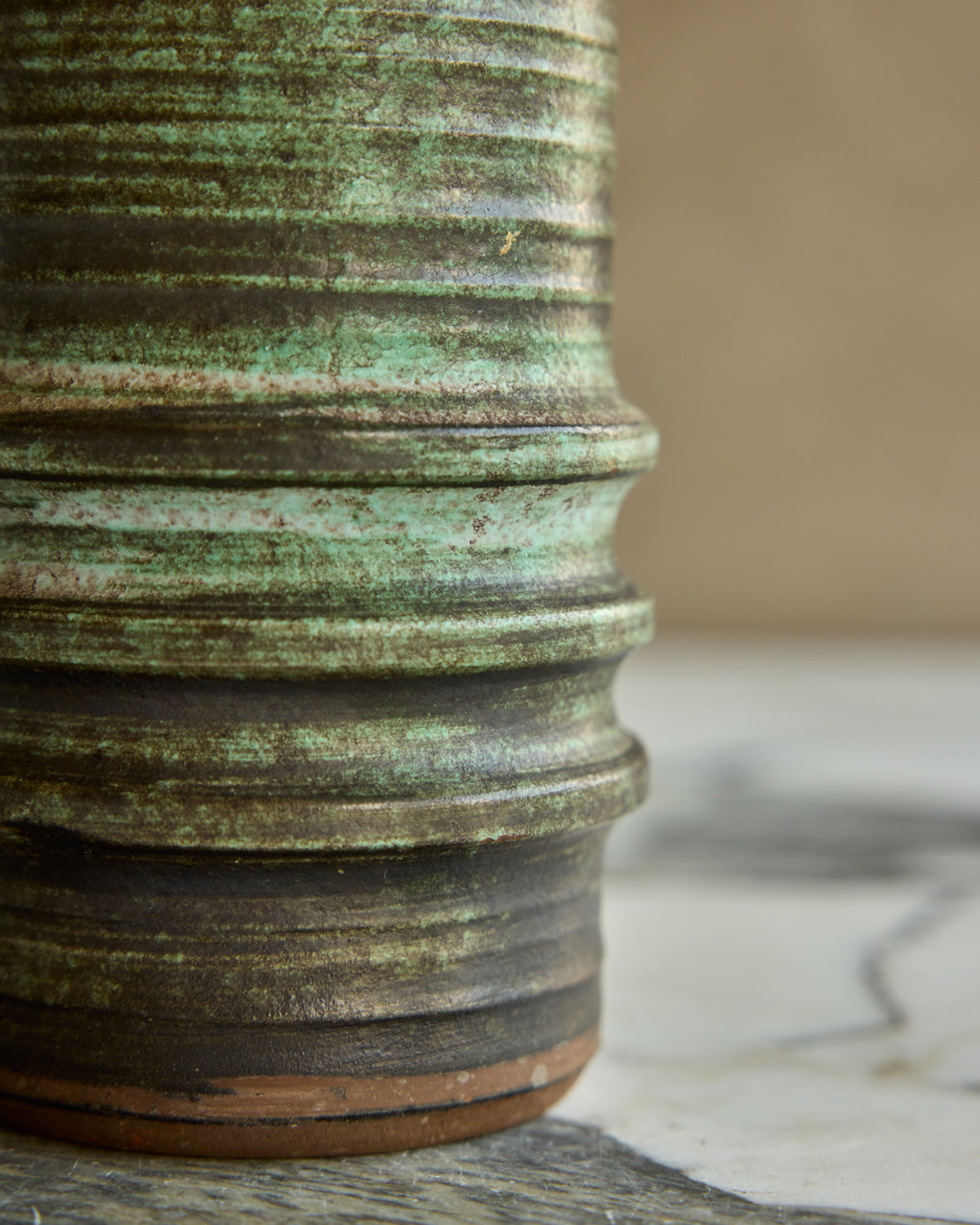 Three Ridge Dark Green Vase