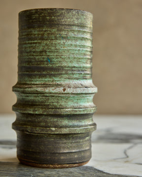 Three Ridge Dark Green Vase