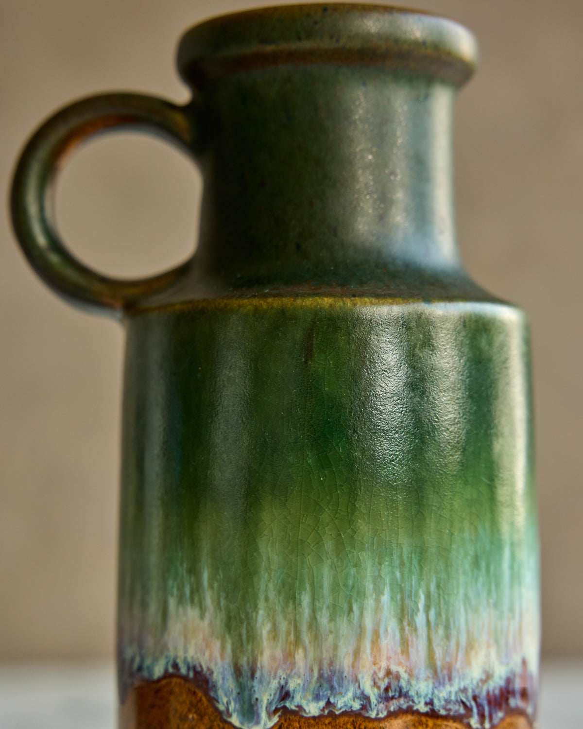 Multi-Glaze Handled Vase