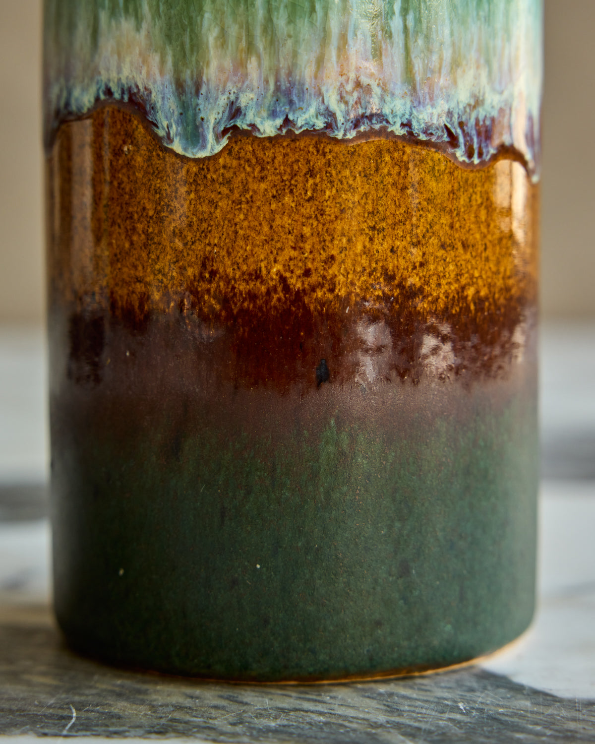 Multi-Glaze Handled Vase