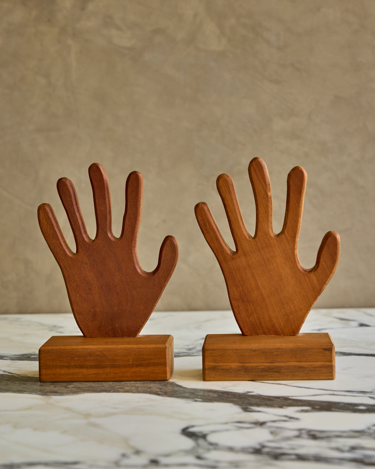Pair of Wooden Hands Bookends