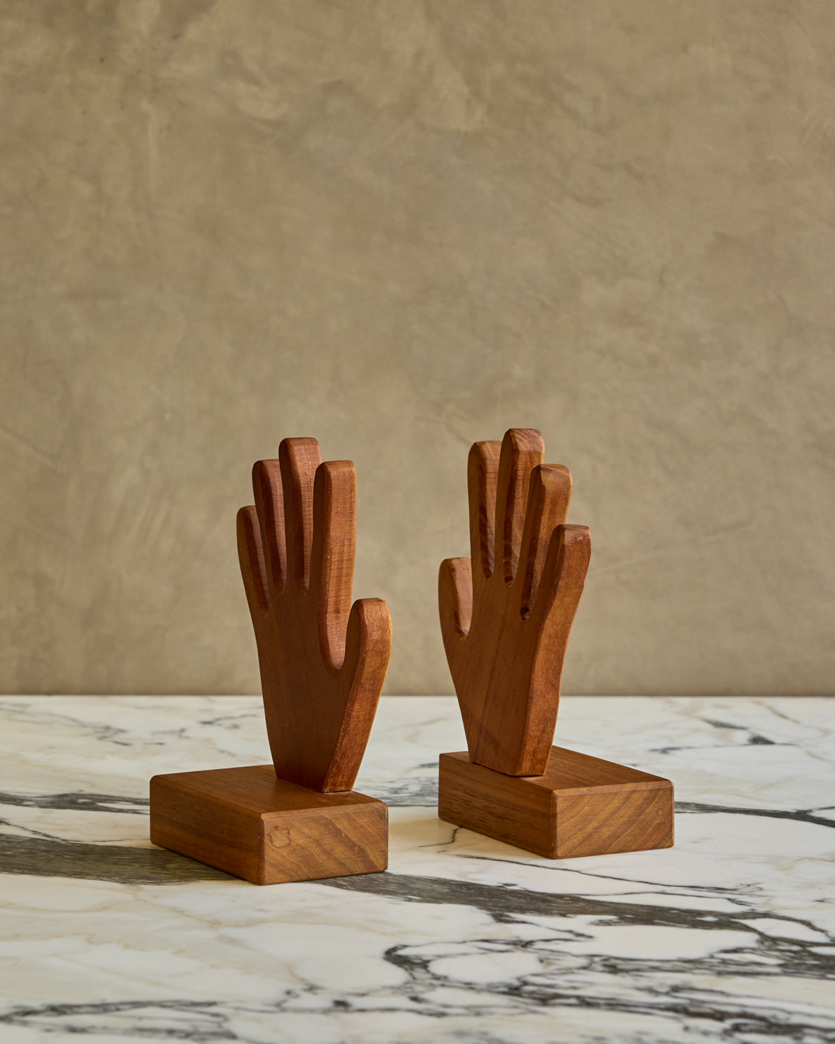 Pair of Wooden Hands Bookends
