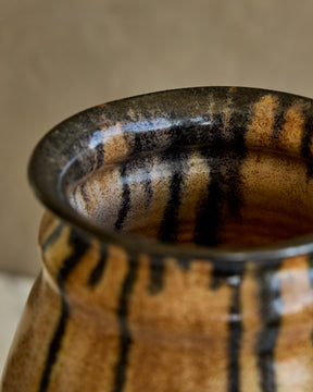 XL Black Drip Tan Vase