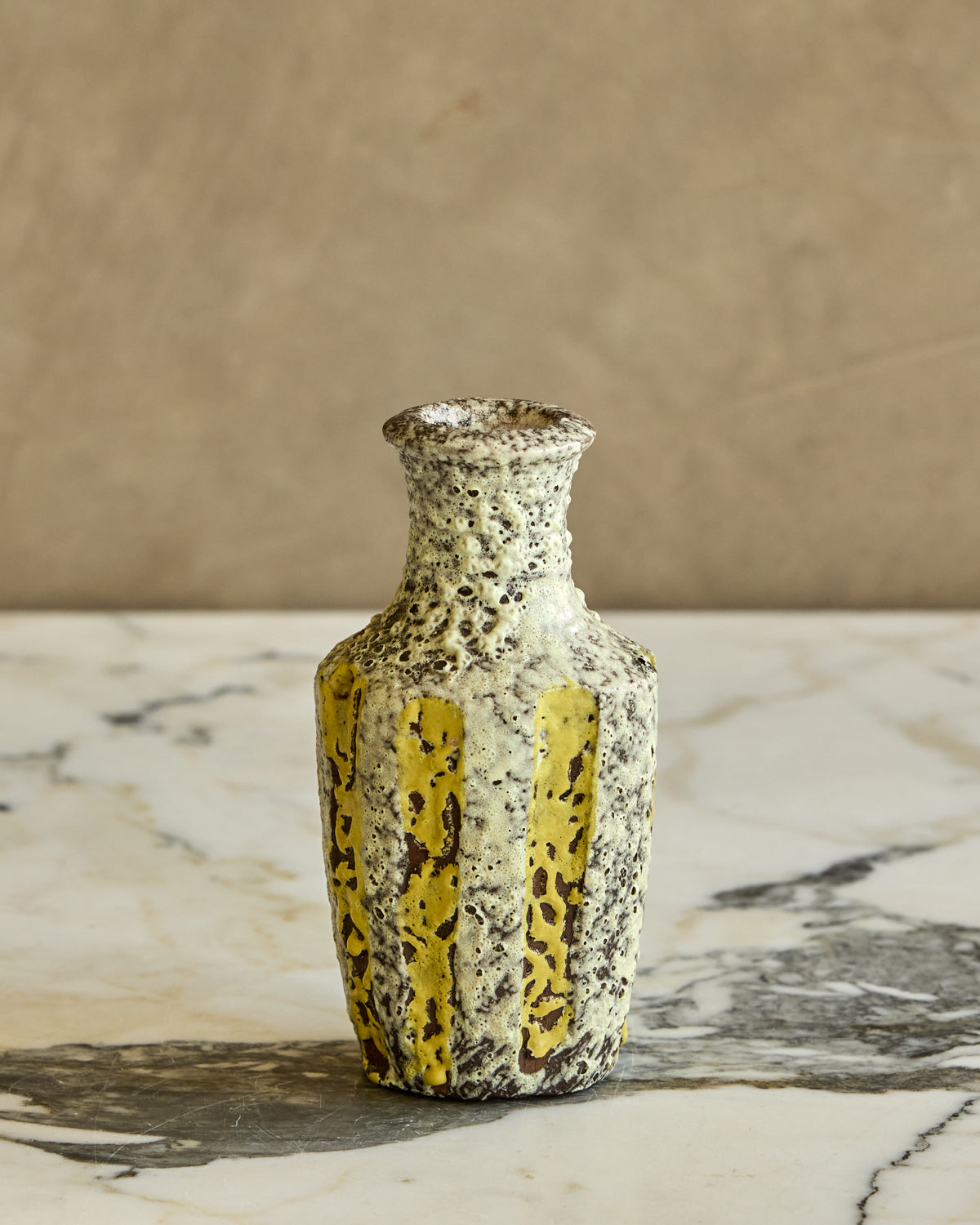 Yellow Striped Fat Lava Vase