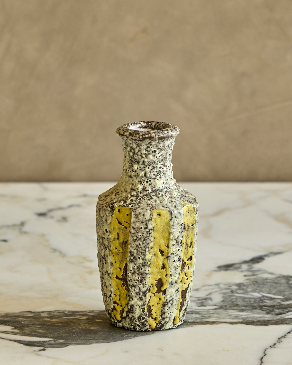 Yellow Striped Fat Lava Vase