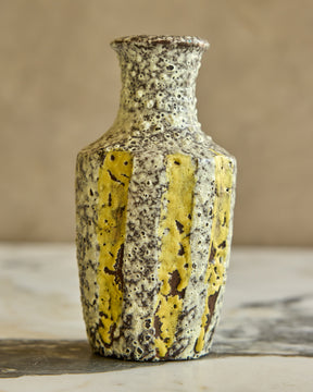 Yellow Striped Fat Lava Vase