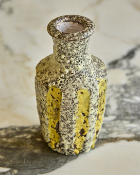 Yellow Striped Fat Lava Vase