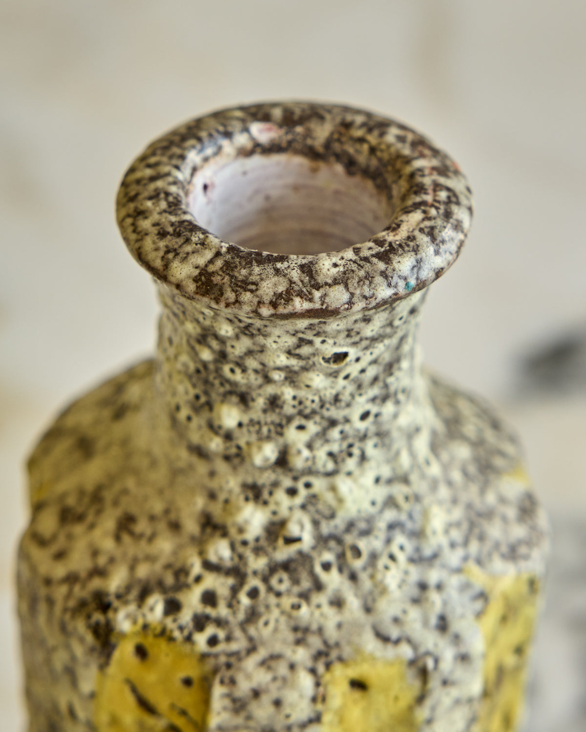 Yellow Striped Fat Lava Vase
