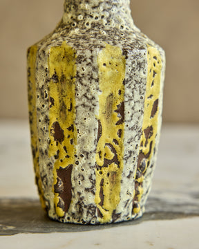Yellow Striped Fat Lava Vase