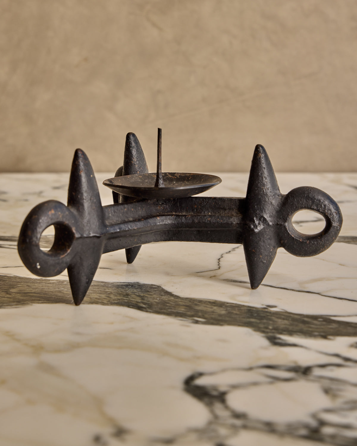 Pair of Black Iron Candle Holders