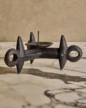 Pair of Black Iron Candle Holders