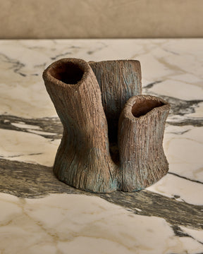Faux Bois Triple Vase