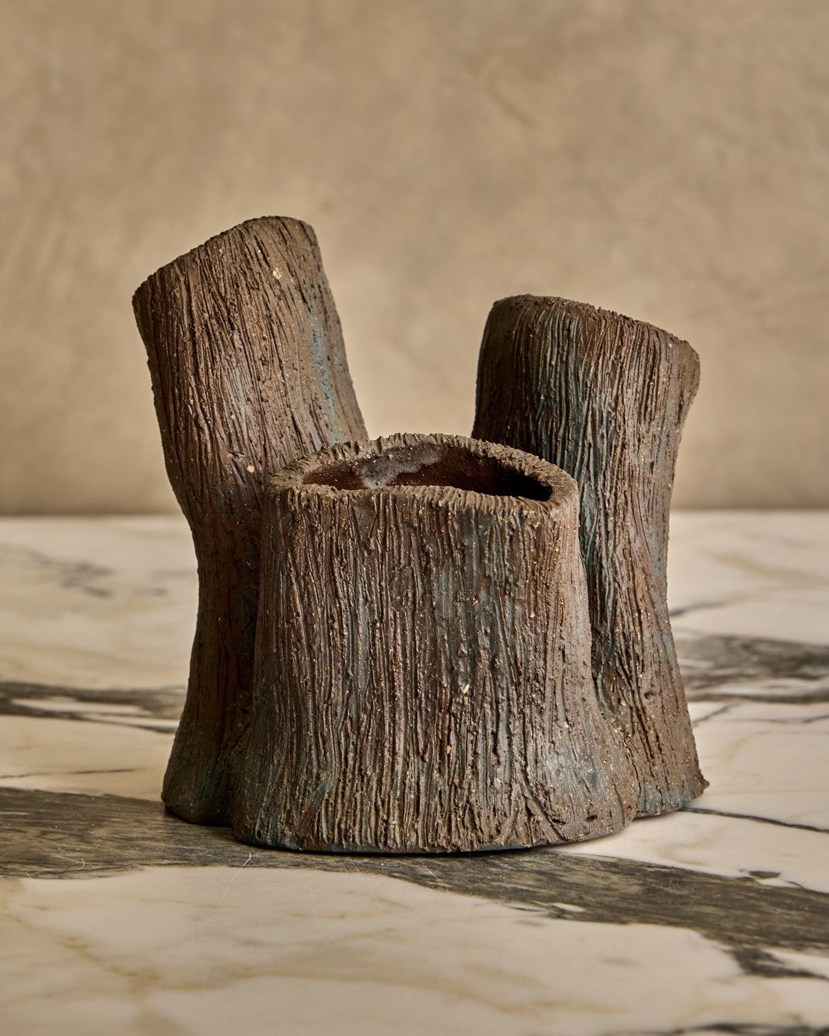 Faux Bois Triple Vase