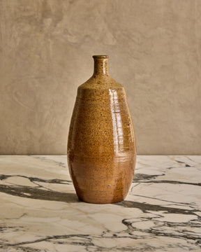 Large Brown Salt Fired Bottle