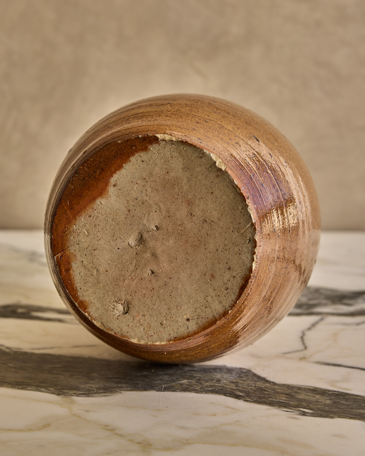 Large Brown Salt Fired Bottle