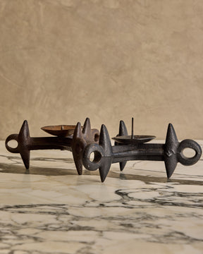 Pair of Black Iron Candle Holders