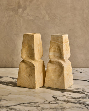 Pair of Twisted Stone Candle Holders