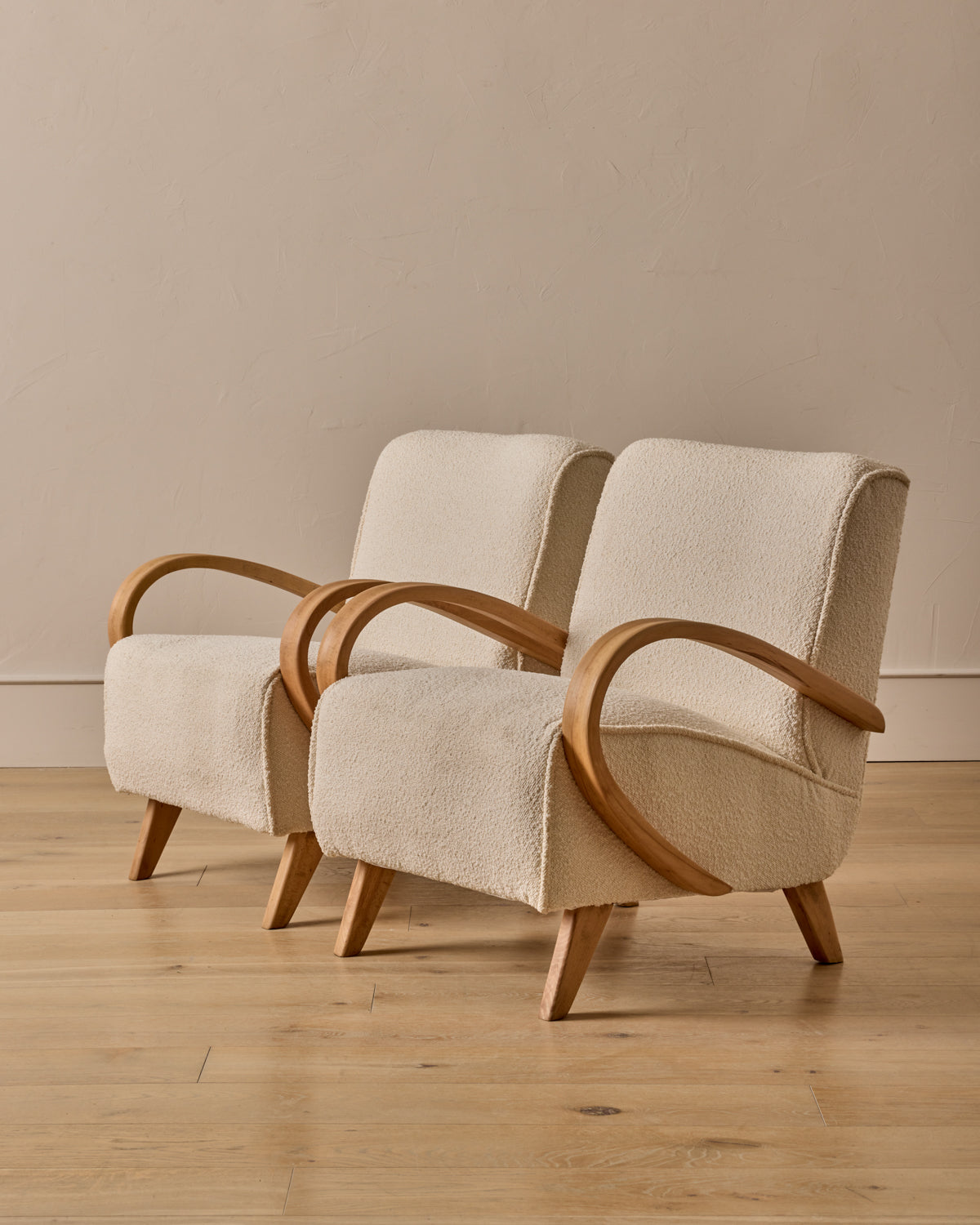 Pair of Boucle Lounge Chairs