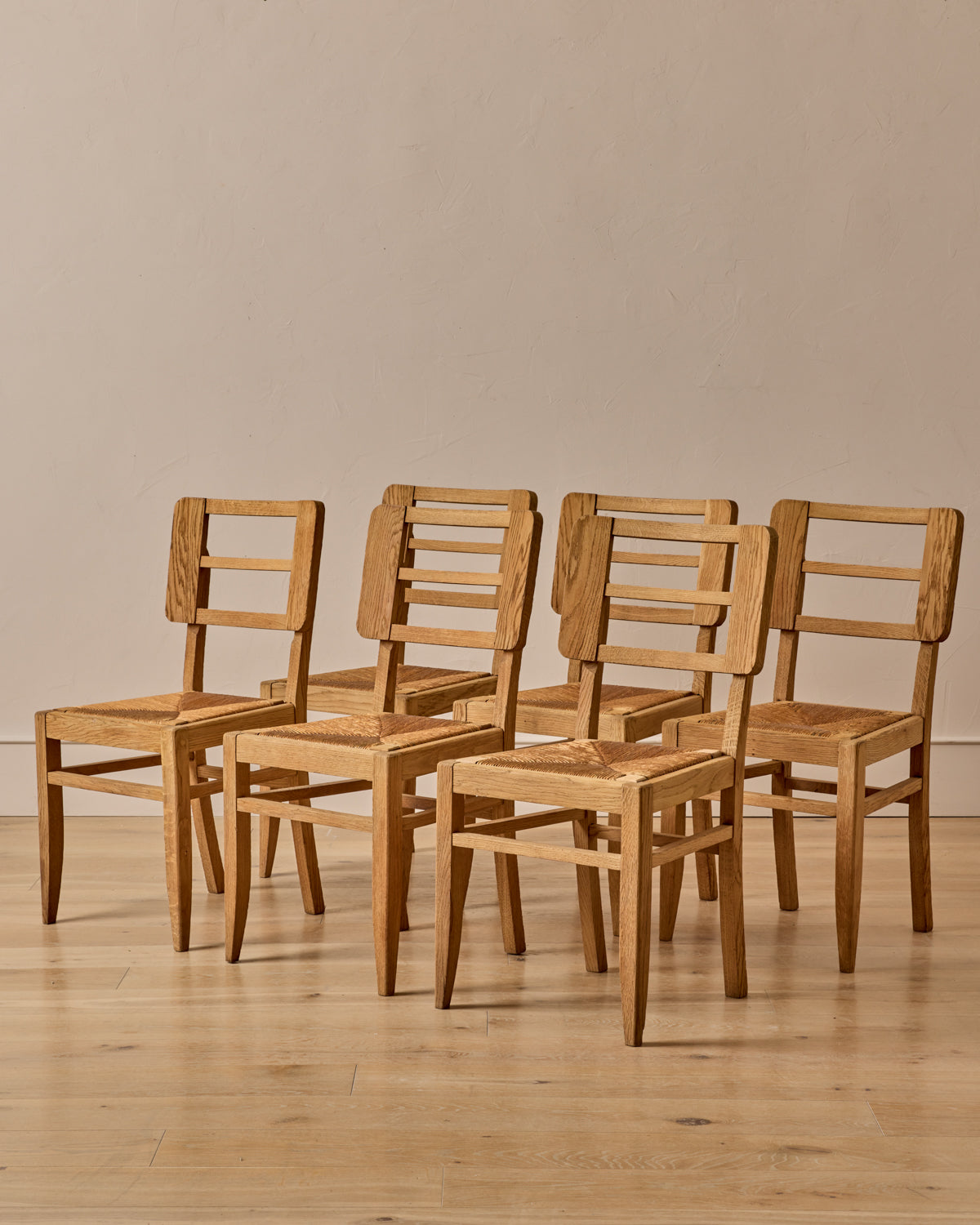 Woven Rush Oak Dining Chairs