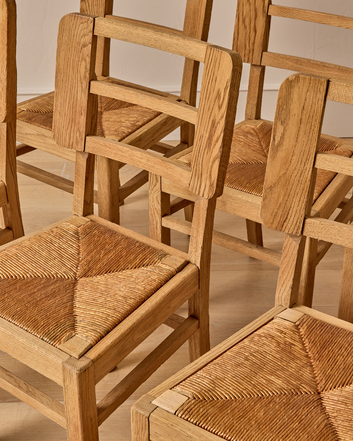 Woven Rush Oak Dining Chairs