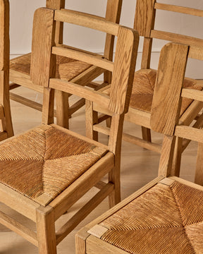 Woven Rush Oak Dining Chairs
