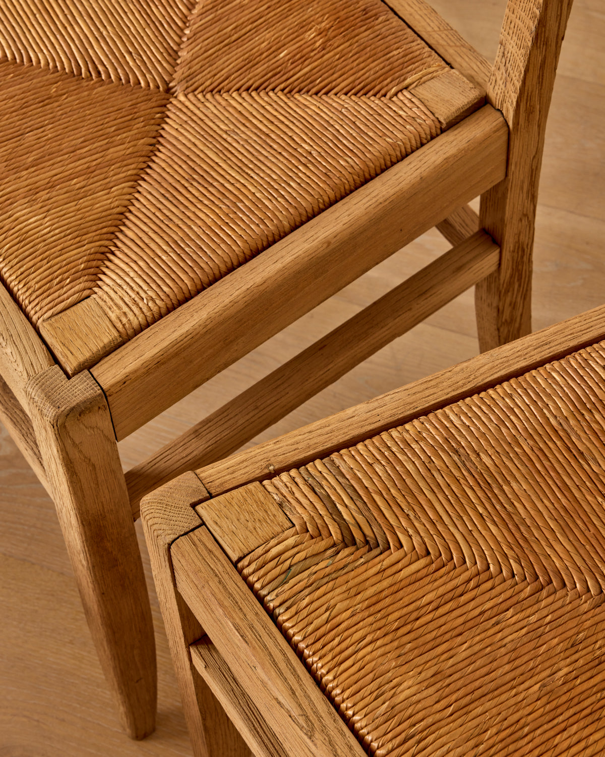Woven Rush Oak Dining Chairs