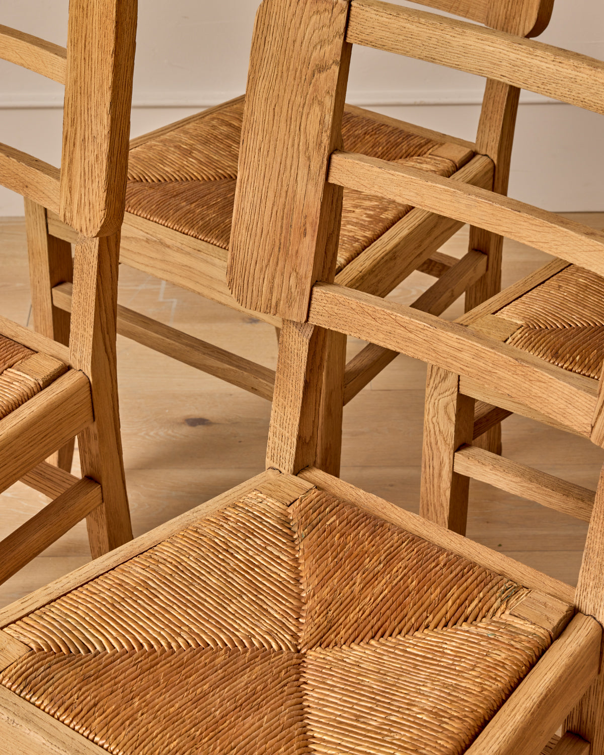 Woven Rush Oak Dining Chairs