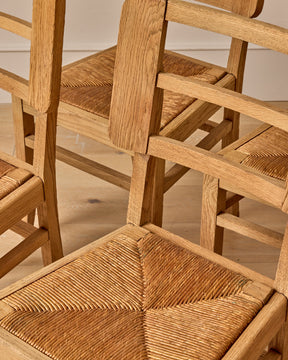 Woven Rush Oak Dining Chairs