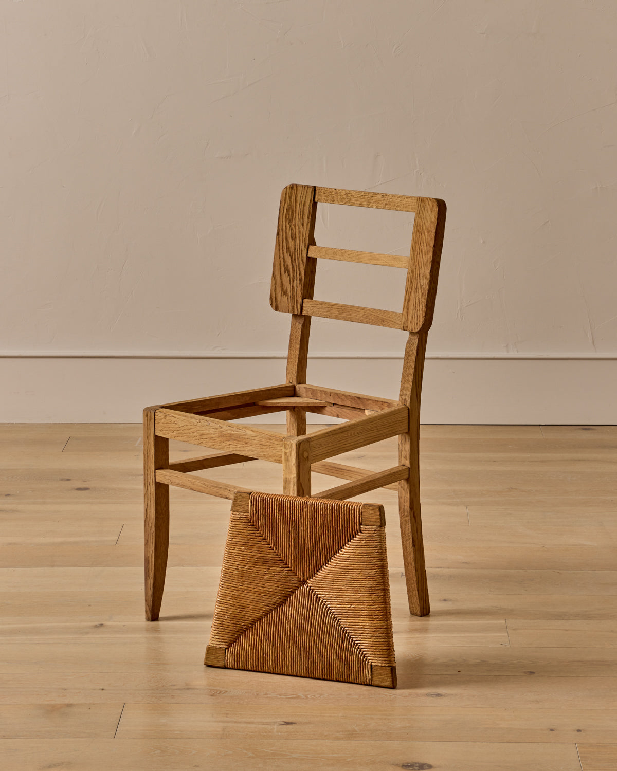 Woven Rush Oak Dining Chairs