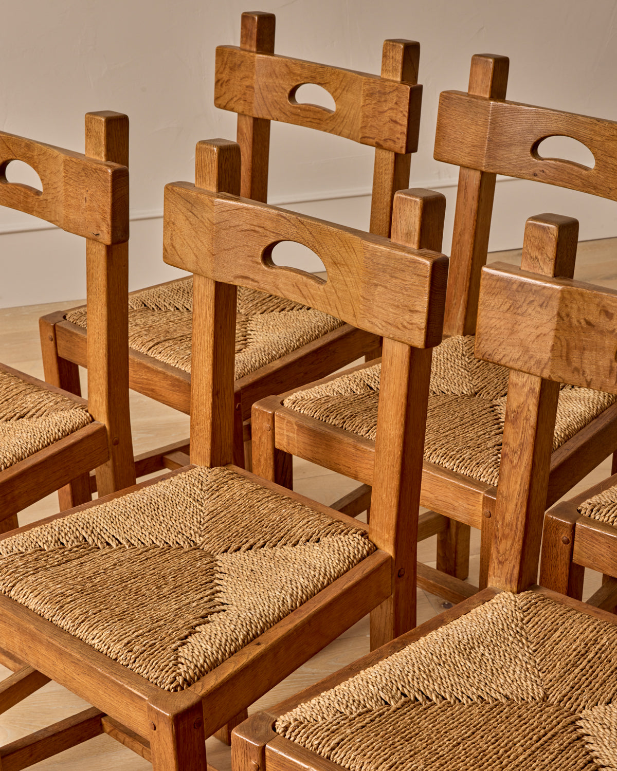 1960s French Woven Dining Chairs