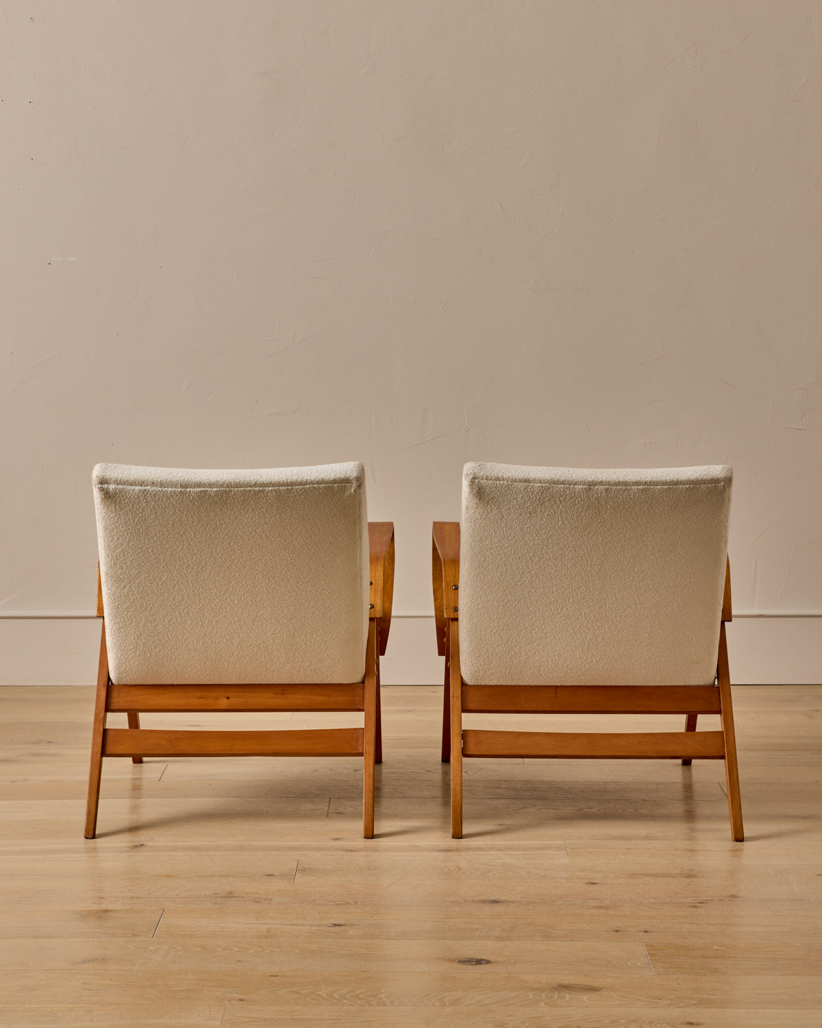 Pair of Mid-Century Beech Lounge Chairs