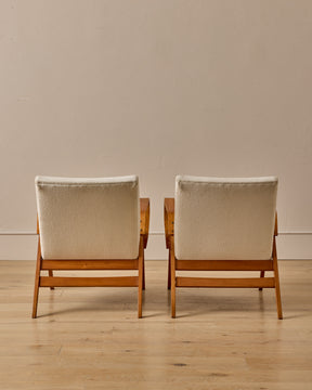 Pair of Mid-Century Beech Lounge Chairs