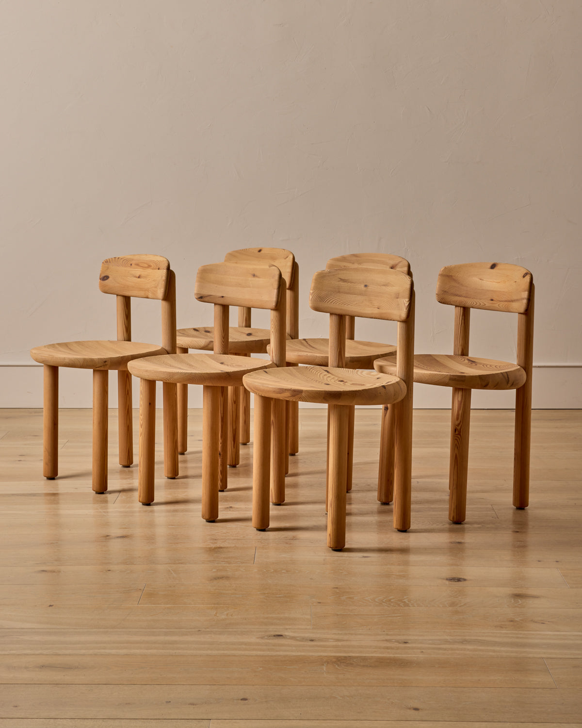 Pine Dining Chairs with Swivel Backrest