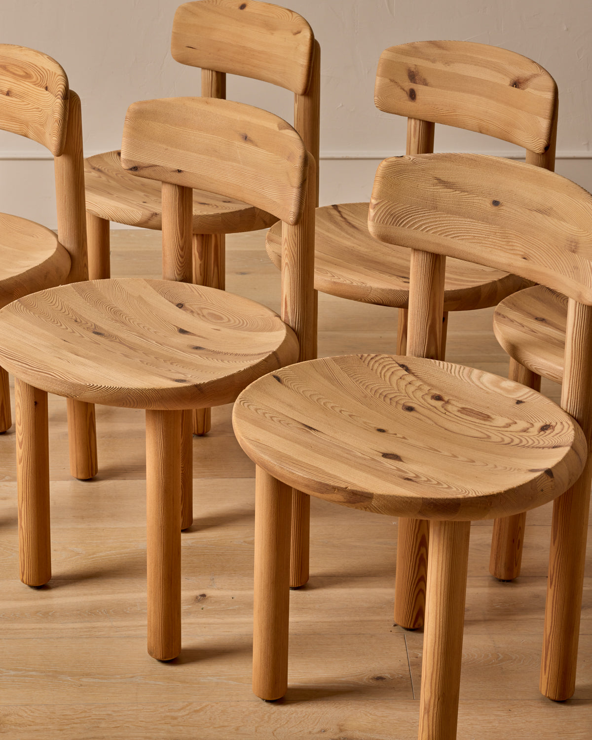 Pine Dining Chairs with Swivel Backrest