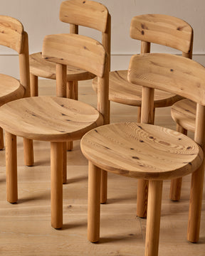 Pine Dining Chairs with Swivel Backrest