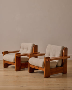Pair of French Oak Lounge Chairs