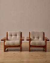 Pair of French Oak Lounge Chairs