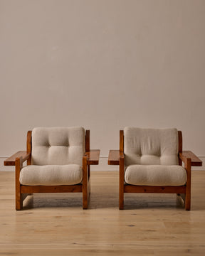 Pair of French Oak Lounge Chairs