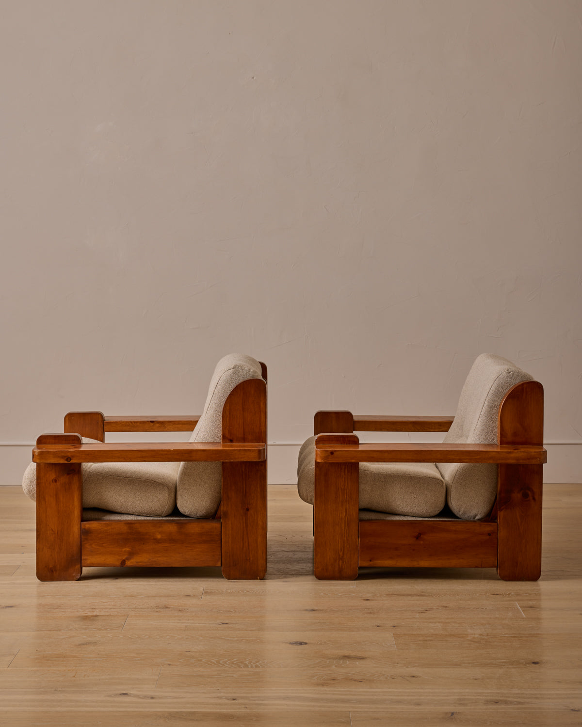 Pair of French Oak Lounge Chairs