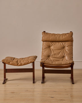 Leather 'Siesta' Lounge Chair + Ottoman