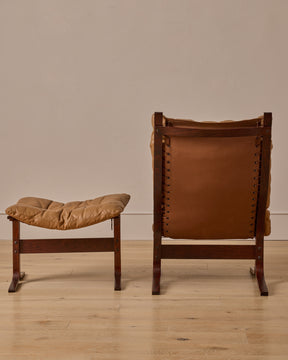 Leather 'Siesta' Lounge Chair + Ottoman