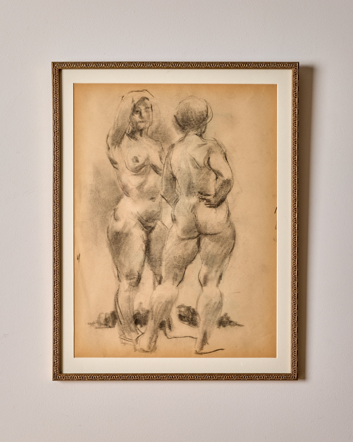 Two Figures Study in Charcoal