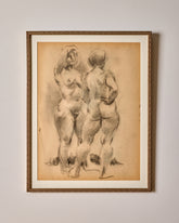 Two Figures Study in Charcoal