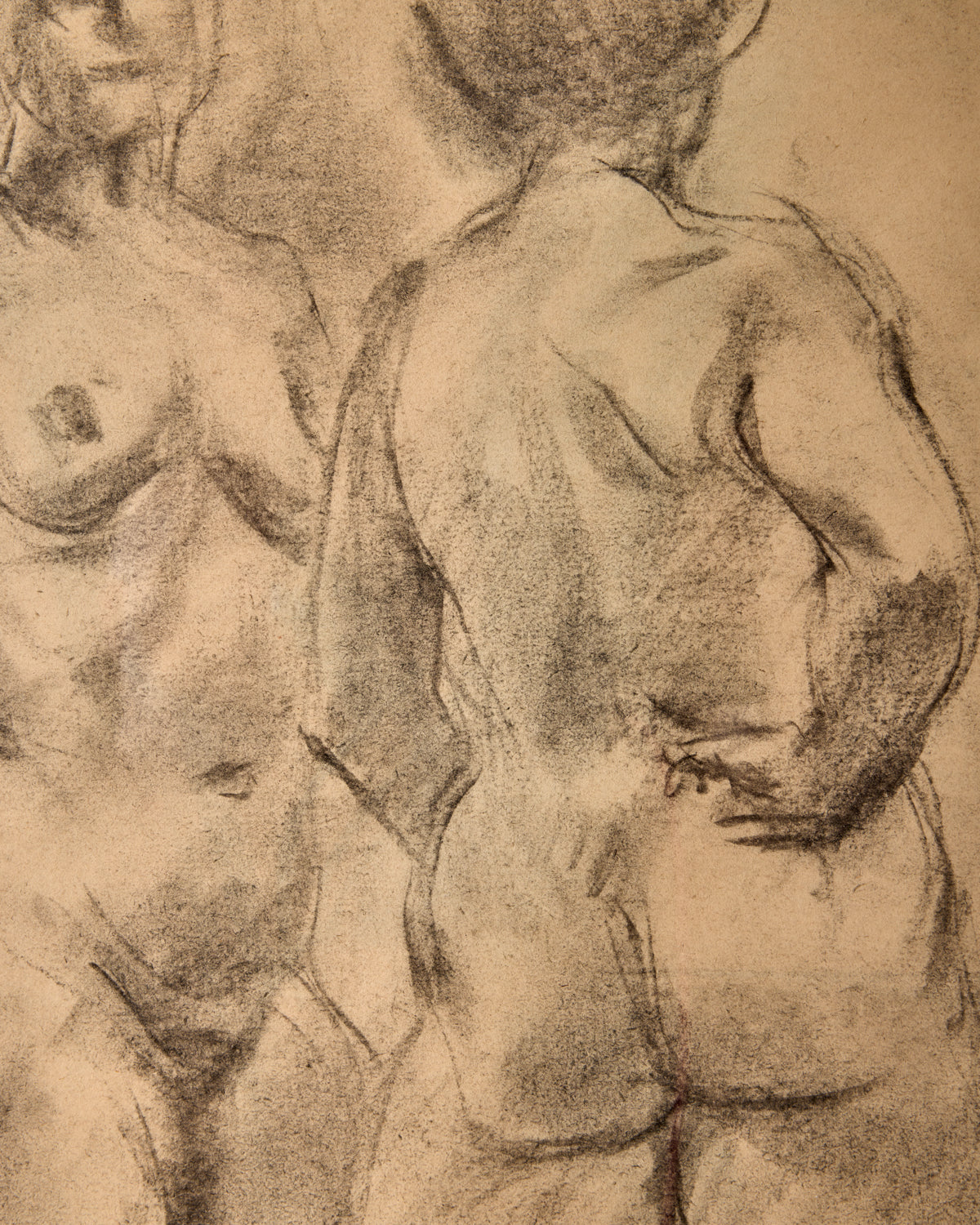 Two Figures Study in Charcoal