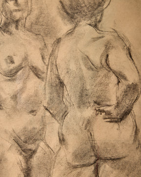 Two Figures Study in Charcoal