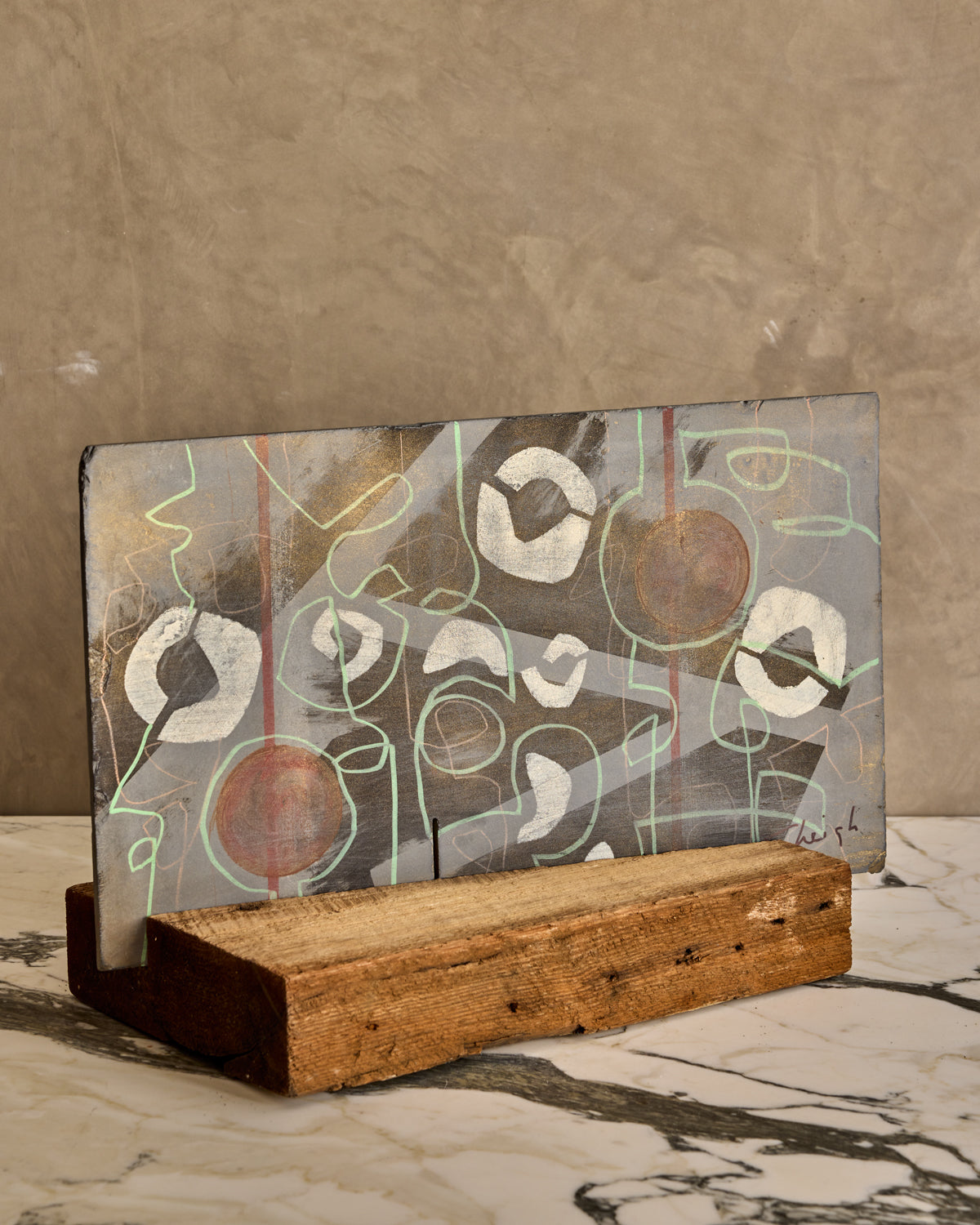 Painting on Slate with Wood Block