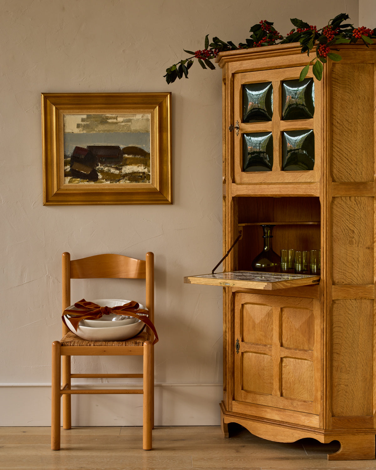 1960s Oak Corner Cabinet by Henning Kjaernulf