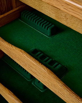 Danish Oak Highboard with Green Glass