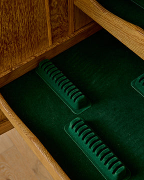 Danish Oak Highboard with Green Glass