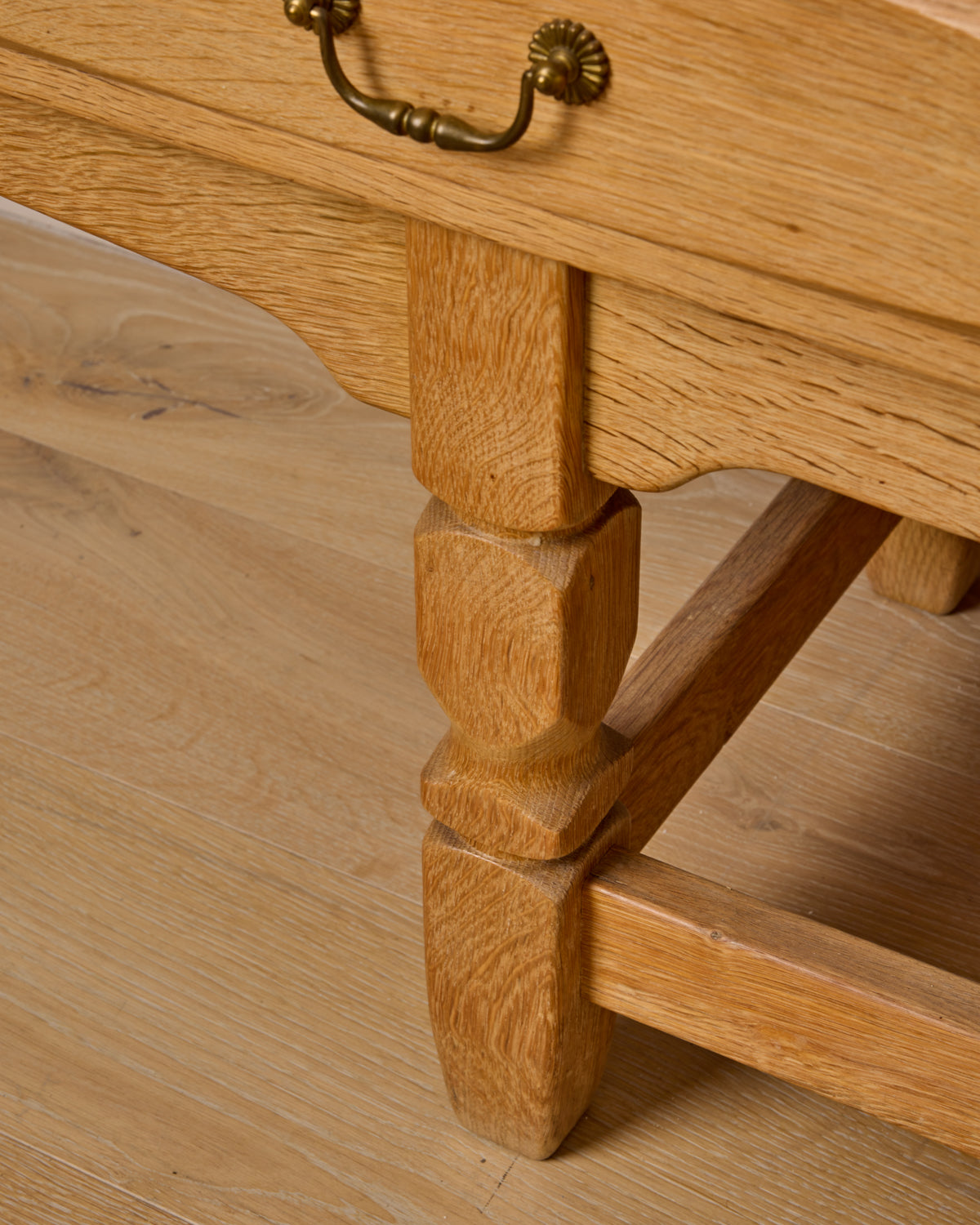 Danish Oak Highboard with Green Glass